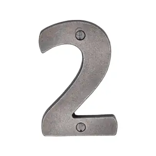 RPW351 2 M&period;Marcus Rustic Pewter Numeral 2 Screw Fixing 76mm &lpar;3"&rpar;