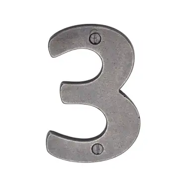 Click Here To Enlarge This Photo Of RPW351 3 M&period;Marcus Rustic Pewter Numeral 3 Screw Fixing 76mm &lpar;3"&rpar;