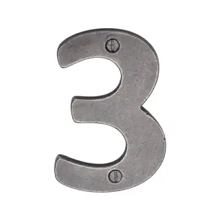 RPW351 3 M&period;Marcus Rustic Pewter Numeral 3 Screw Fixing 76mm &lpar;3"&rpar;