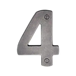 RPW351 4 M&period;Marcus Rustic Pewter Numeral 4 Screw Fixing 76mm &lpar;3"&rpar;