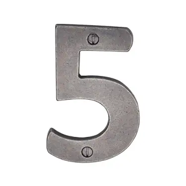 Click Here To Enlarge This Photo Of RPW351 5 M&period;Marcus Rustic Pewter Numeral 5 Screw Fixing 76mm &lpar;3"&rpar;