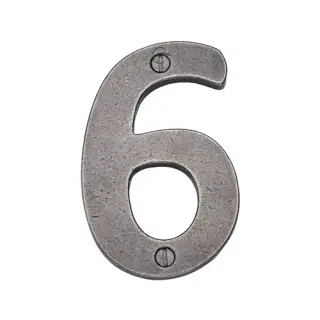 RPW351 6 M&period;Marcus Rustic Pewter Numeral 6 Screw Fixing 76mm &lpar;3"&rpar;