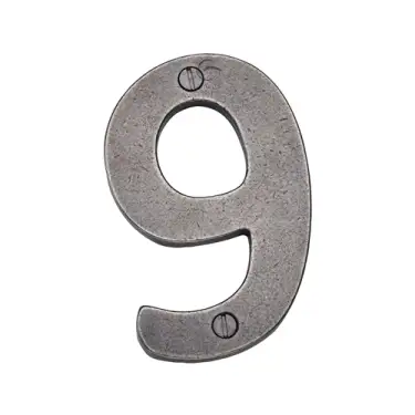 Click Here To Enlarge This Photo Of RPW351 9 M&period;Marcus Rustic Pewter Numeral 9 Screw Fixing 76mm &lpar;3"&rpar;