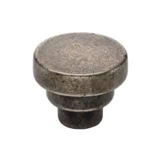 RPW3624 32 M&period;Marcus Rustic Pewter Cabinet Knob Round Stepped Design 32mm