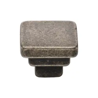 RPW3672 32 M&period;Marcus Rustic Pewter Cabinet Knob Square Stepped Design 32mm