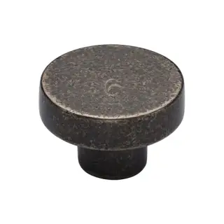 RPW3880 38 M&period;Marcus Rustic Pewter Cabinet Knob Round Disc Design 38mm