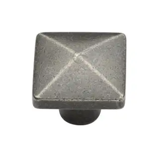 RPW390 32 M&period;Marcus Rustic Pewter Cabinet Knob Square Pyramid Design 32mm