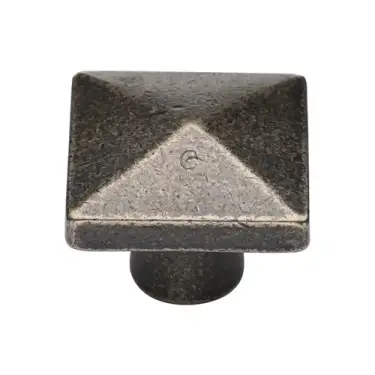 Click Here To Enlarge This Photo Of RPW390 38 M&period;Marcus Rustic Pewter Cabinet Knob Square Pyramid Design 38mm