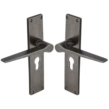 Click Here To Enlarge This Photo Of RPW41848 M&period;Marcus Rustic Pewter Door Handle Euro Profile Gio Design