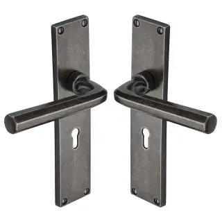RPW45400 M&period;Marcus Rustic Pewter Door Handle Lever Lock Octave Design