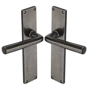 Click Here To Enlarge This Photo Of RPW45410 M&period;Marcus Rustic Pewter Door Handle Lever Latch Octave Design