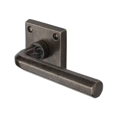 Click Here To Enlarge This Photo Of RPW4545 M&period;Marcus Rustic Pewter Door Handle Lever Latch on Square Rose Octave Design