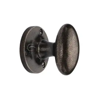 RPW4555 M&period;Marcus Rustic Pewter Mortice Knob on Rose Knowle Design