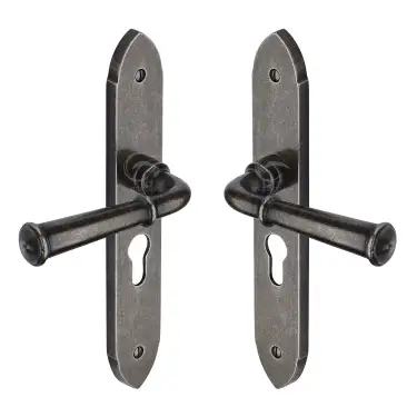 Click Here To Enlarge This Photo Of RPW4748 M&period;Marcus Rustic Pewter Door Handle Euro Profile Hadley Design