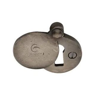 RPW554 M&period;Marcus Rustic Pewter Covered Keyhole Escutcheon Round