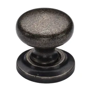 RPW613 38 M&period;Marcus Rustic Pewter Cabinet Knob Round Design on Rose 38mm