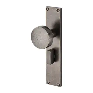 RPW88030 M&period;Marcus Rustic Pewter Door Mortice Knob Bathroom Set Olympic Design