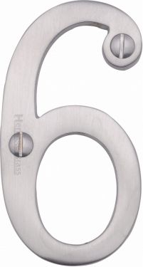 Click Here To Enlarge This Photo Of C1560 6-SC Heritage Brass Numeral 6 Face Fix 76mm &lpar;3"&rpar; Satin Chrome Finish