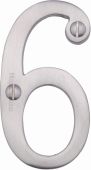 C1560 6-SC Heritage Brass Numeral 6 Face Fix 76mm &lpar;3"&rpar; Satin Chrome Finish