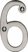 C1560 6-SN Heritage Brass Numeral 6 Face Fix 76mm &lpar;3"&rpar; Satin Nickel Finish
