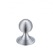 FCH08ASC - Zoo Hardware Queen Anne Ringed Knob 25mm rose dia&period; Satin Chrome