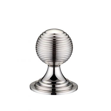 Click Here To Enlarge This Photo Of FCH08BPN - Zoo Hardware Queen Anne Ringed Knob 32mm rose dia&period; Polished Nickel