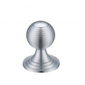 FCH08BSC - Zoo Hardware Queen Anne Ringed Knob 32mm rose dia&period; Satin Chrome