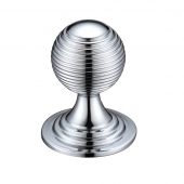 FCH08CCP - Zoo Hardware Queen Anne Ringed Knob 38mm rose dia&period; Polished Chrome