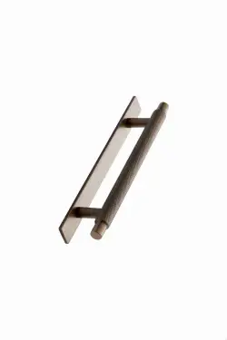 Click Here To Enlarge This Photo Of Furnipart 'Manor' Knurled Cabinet Pull with Backplate L190mm &sol; C128mm - Antique Brass &lpar;549020128-39&rpar;