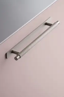 Click Here To Enlarge This Photo Of Furnipart 'Manor' Knurled Cabinet Pull with Backplate L190mm &sol; C128mm - Inox Look &lpar;549020128-66&rpar;