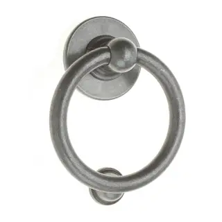 4A606 Fab & Fix Bull Ring Door Knocker &lpar;Face Fix&rpar; Pewter