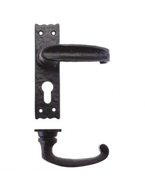 Click Here To Enlarge This Photo Of FF211EP - Zoo Hardware Foxcote Foundries Traditional Slimline Thumb Lever on Euro Backplate &lpar;142 x 40mm&rpar; Black Antique
