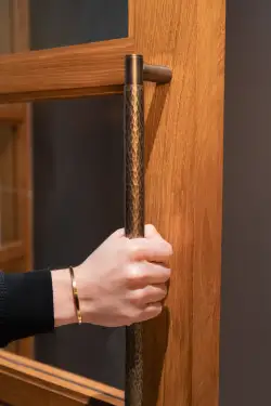 Click Here To Enlarge This Photo Of AW503-450-IB - Alexander & Wilks Spitfire Hammered Bolt Through Pull Handle 450mm c&sol;c - Italian Brass