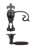 FF311EP - Zoo Hardware Foxcote Foundries Scroll Lever on Fleur De Lys Euro Profile Backplate &lpar;168 x 48mm&rpar; Black Antique