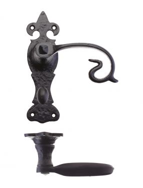 Click Here To Enlarge This Photo Of FF313 - Zoo Hardware Foxcote Foundries Scroll Lever on Fleur De Lys Bathroom Backplate &lpar;168 x 48mm&rpar; Black Antique