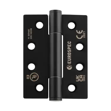 Click Here To Enlarge This Photo Of H3N1207&sol;14MB - Carlisle Brass Eurospec 102mm x 76mm x 3mm Grade 14 Concealed Bearing Hinges - Matt Black &lpar;Square Corners&rpar;