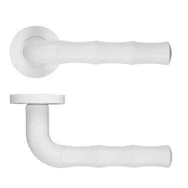 Click Here To Enlarge This Photo Of RM200PCW - Zoo Hardware Rosso Maniglie 'Vasco' Lever on Round Rose Powder Coated White Finish