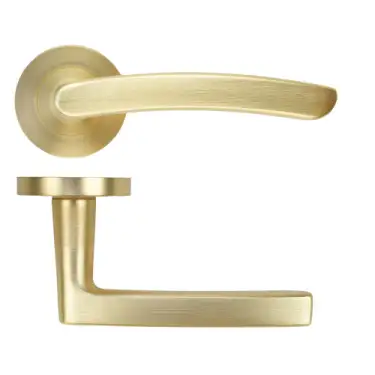 Click Here To Enlarge This Photo Of ZPA020-SB - Zoo Hardware Stanza 'Santiago' Lever Handles on Round Rose - Satin Brass &lpar;Contract Range&rpar;
