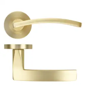 ZPA030-SB - Zoo Hardware Stanza 'Toledo' Lever Handles on Round Rose - Satin Brass &lpar;Contract Range&rpar;