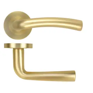 ZPA050-SB - Zoo Hardware Stanza 'Seville' Lever Handles on Round Rose - Satin Brass &lpar;Contract Range&rpar;