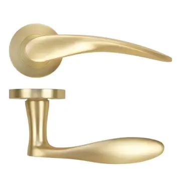 Click Here To Enlarge This Photo Of ZPA070-SB - Zoo Hardware Stanza 'Merida' Lever Handles on Round Rose - Satin Brass &lpar;Contract Range&rpar;