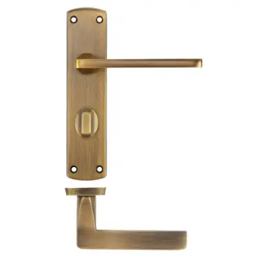 Click Here To Enlarge This Photo Of ZPA013-AB - Zoo Hardware Stanza 'Leon' Lever Handles on Bathroom Backplate - Antique Brass &lpar;Contract Range&rpar;