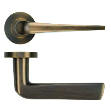 Click Here To Enlarge This Photo Of RT020-AB  - Zoo Hardware Rosso Tecnica 'Como' Lever on Round Rose - Antique Brass