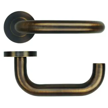 Click Here To Enlarge This Photo Of RT030-AB - Zoo Hardware Rosso Tecnica 'Maggiore' Lever on Round Rose - Antique Brass