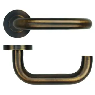 RT030-AB - Zoo Hardware Rosso Tecnica 'Maggiore' Lever on Round Rose - Antique Brass