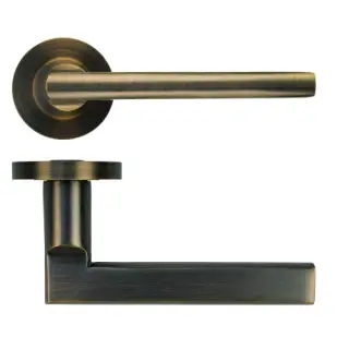 RT040-AB - Zoo Hardware Rosso Tecnica 'Varese' Lever on Round Rose - Antique Brass
