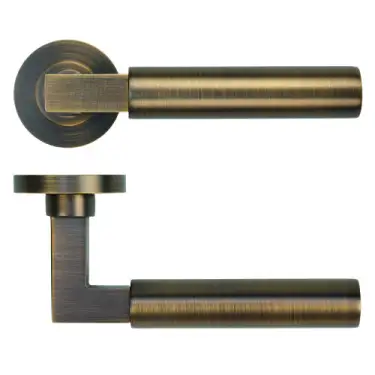 Click Here To Enlarge This Photo Of RT050-AB - Zoo Hardware Rosso Tecnica 'Garda' Lever on Round Rose - Antique Brass