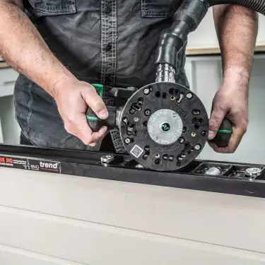 Click Here To Enlarge This Photo Of Trend UNIBASE&sol;150 150mm Universal Plunge Router Sub-Base c&sol;w Pins & Bush