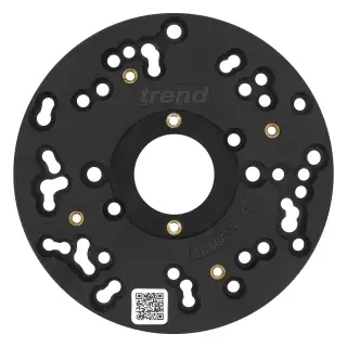 Trend UNIBASE&sol;150 150mm Universal Plunge Router Sub-Base c&sol;w Pins & Bush