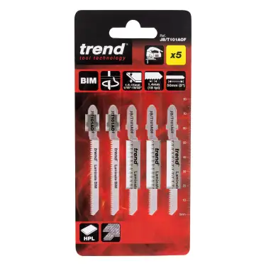 Click Here To Enlarge This Photo Of Trend JB&sol;T101AOF Jigsaw Blades 76mm x 1&period;4mm Bi-Metal Laminate &lpar;5 Pack&rpar;